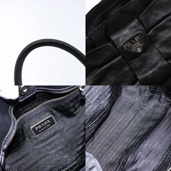 PRADA Hand Bag Nylon Silver Black - Picture 11 of 12
